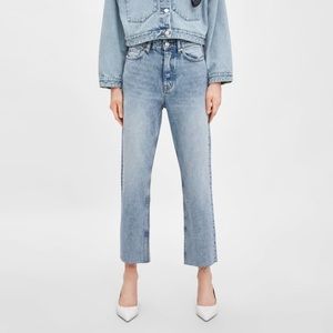 NEW  ZARA Hi-rise cropped straight jeans
